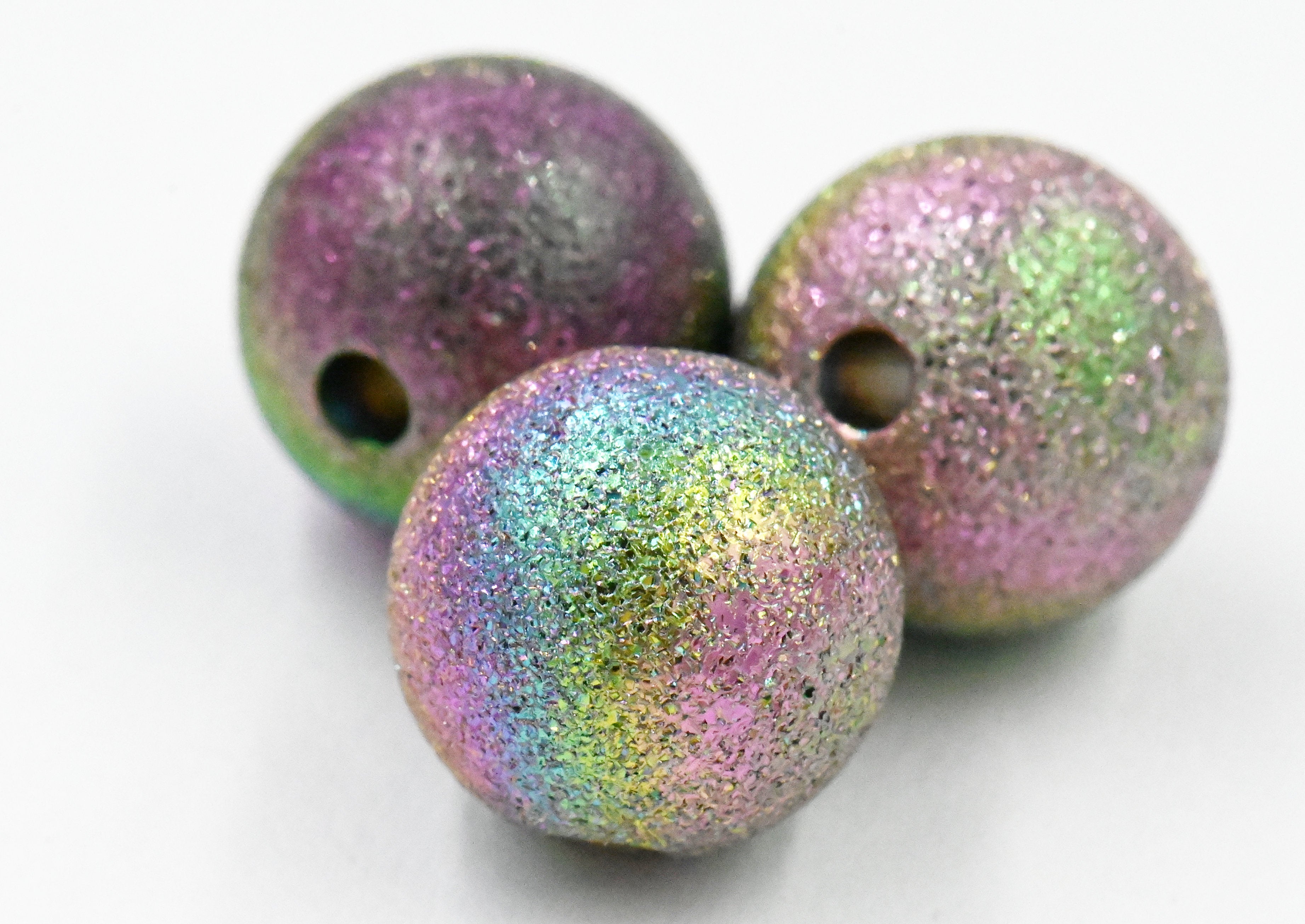 Stainless Steel Rainbow Stardust 10mm Beads -2pc