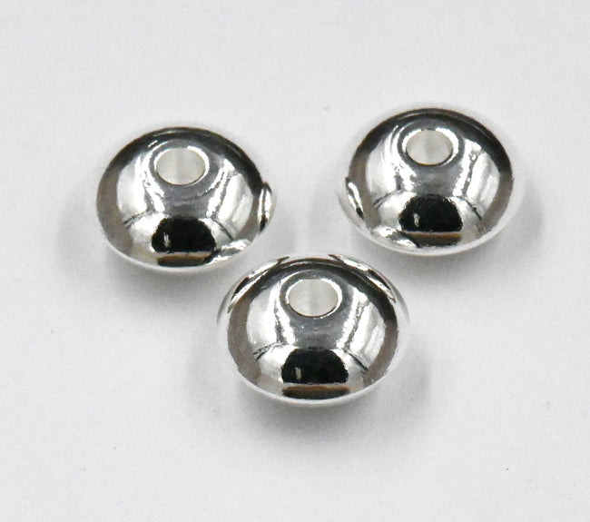 Bright Silver Stainless Steel Rondelle Saucer Spacer 10pc, 4mm 6mm 8mm Beads Hover Image