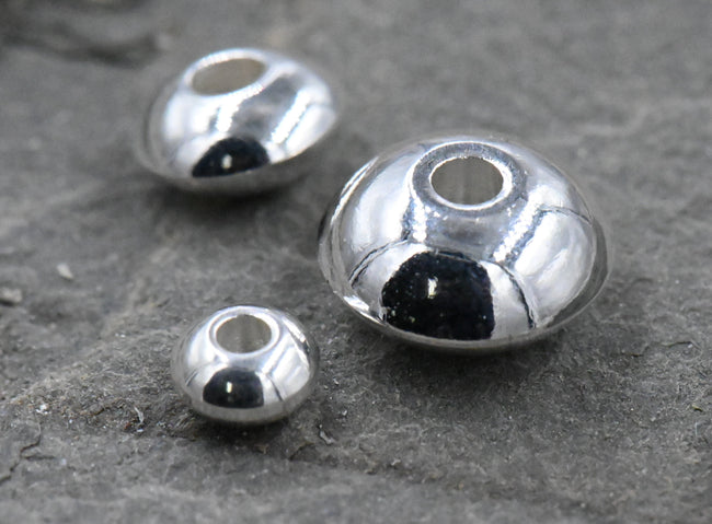 Bright Silver Stainless Steel Rondelle Saucer Spacer 20pc, 4mm 6mm 8mm Beads Hover Image