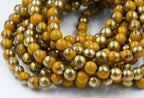 6mm Round 30pc Mustard Yellow with Gold Finish