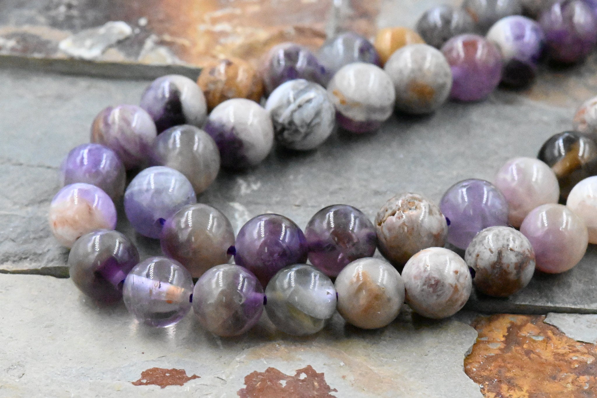 Sage Amethyst Beads, 6mm 8mm natural round beads