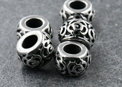 Stainless Steel Beads, 1pc, Antique Silver, 12mm, Hole