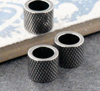 304 Stainless Steel Beads, 2pc 12mm Diagonal Line Column, Antique Silver Large Hole