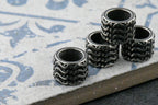 304 Stainless Steel Beads, 2pc 12mm Large Hole Beads, Column, Antique Silver