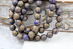 8mm Round Druk Lapis Blue with an Etched Finish Gold Wash