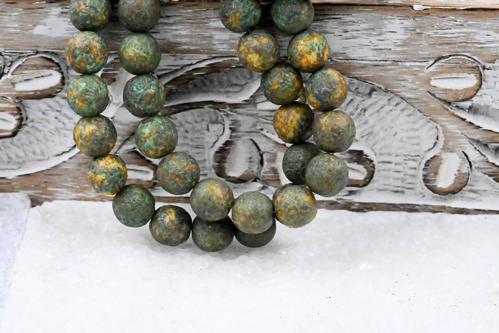 8mm Round Druk Verdigris Green Musard Etched Finish