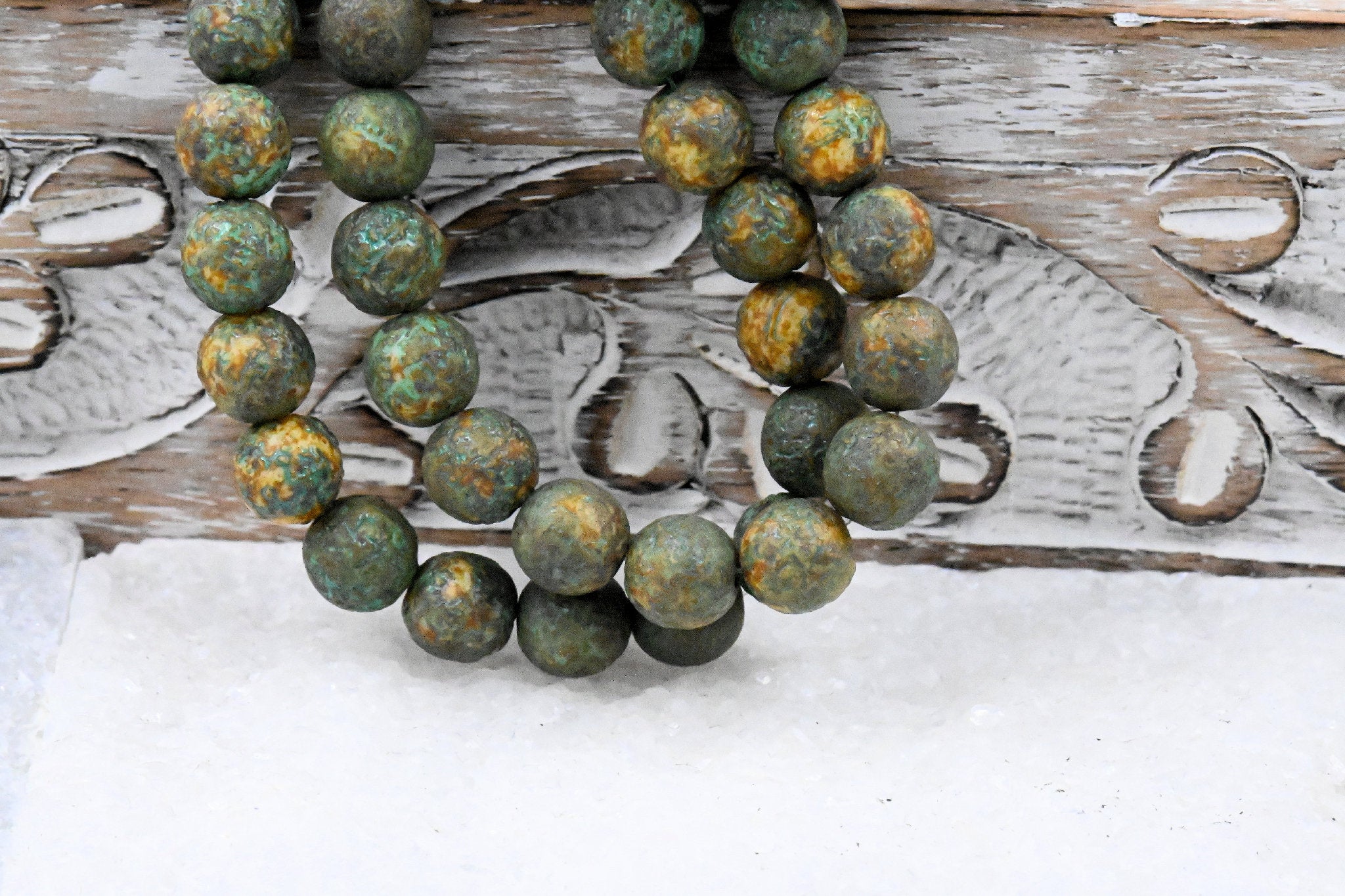 8mm Round Druk Verdigris Green Musard Etched Finish