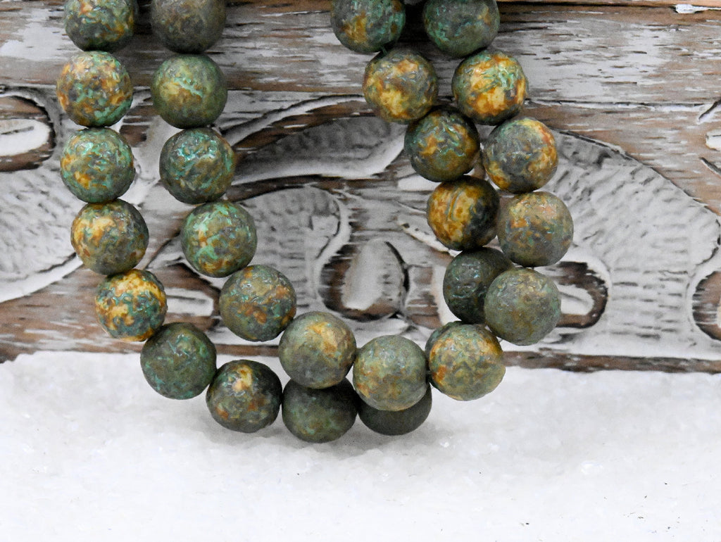 8mm Round Druk Verdigris Green Musard Etched Finish