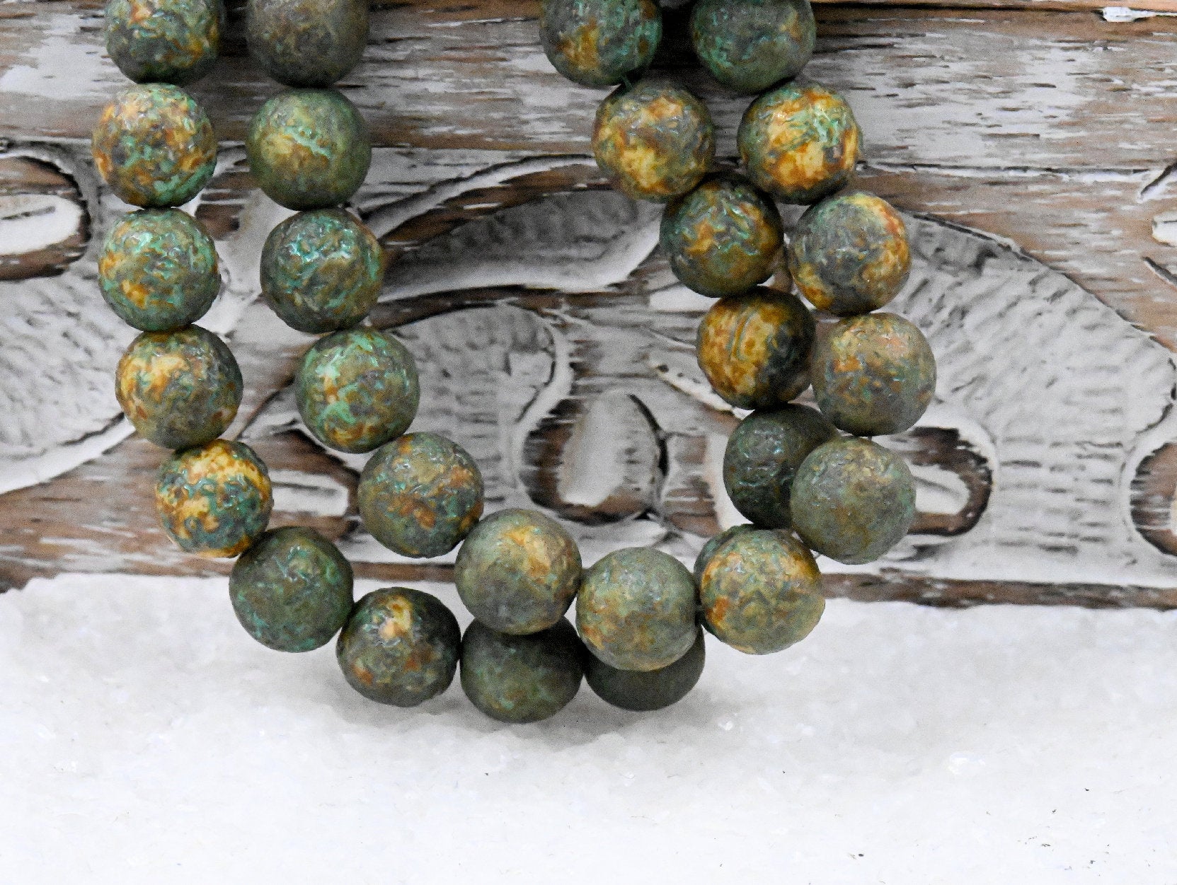 8mm Round Druk Verdigris Green Musard Etched Finish