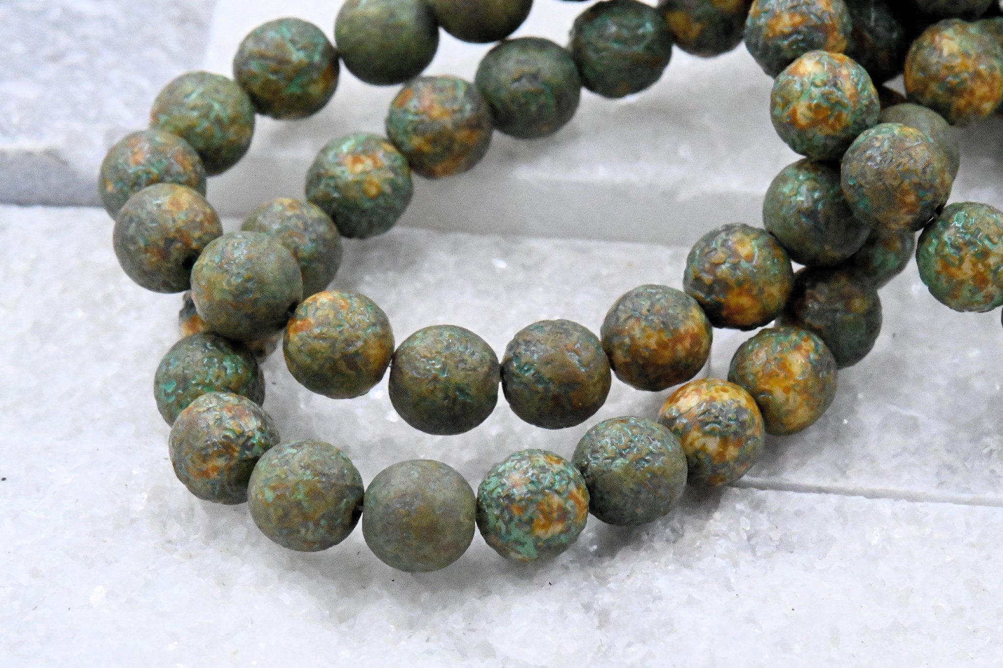 8mm Round Druk Verdigris Green Musard Etched Finish