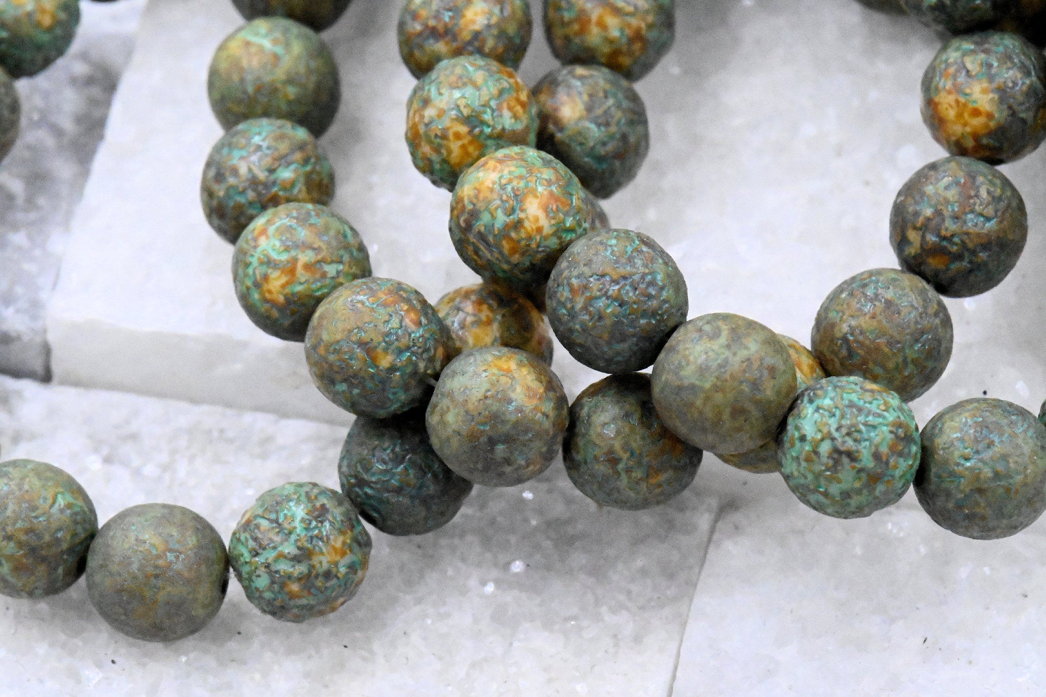 8mm Round Druk Verdigris Green Musard Etched Finish
