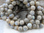 8mm Round Druk Champagne Beige Silver Blue with an Etched Finish
