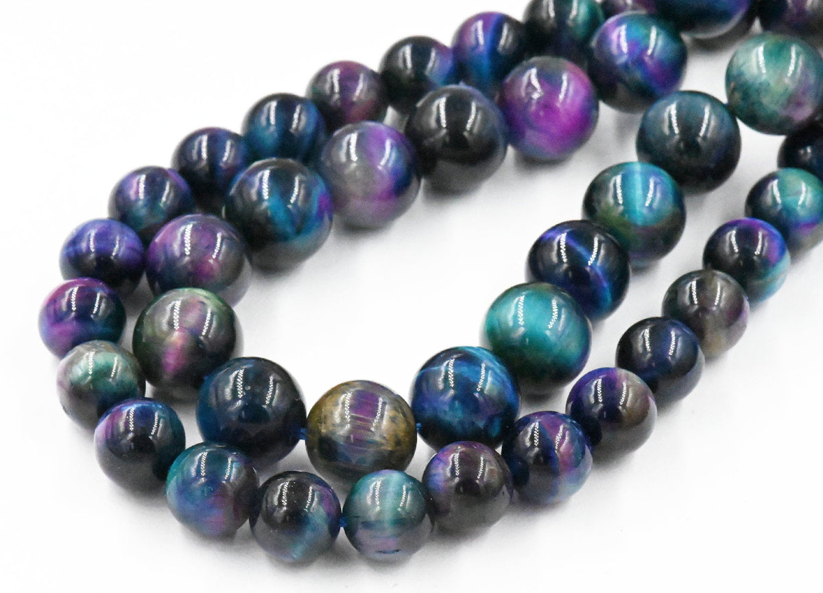 TWO STRANDS Galaxy Tigereye, Mixed Color A Grade 4mm 6mm 8mm 10mm