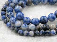 TWO STRANDS Natural Blue Spot Jasper Beads 15.5" strand Genuine 4mm 6mm 8mm 10mm