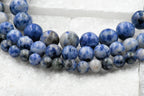 TWO STRANDS Natural Blue Spot Jasper Beads 15.5" strand Genuine 4mm 6mm 8mm 10mm