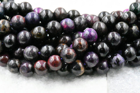 TWO STRANDS Rich Plum Purple Jade 8mm Purple Jade Round Beads -15 inch strand