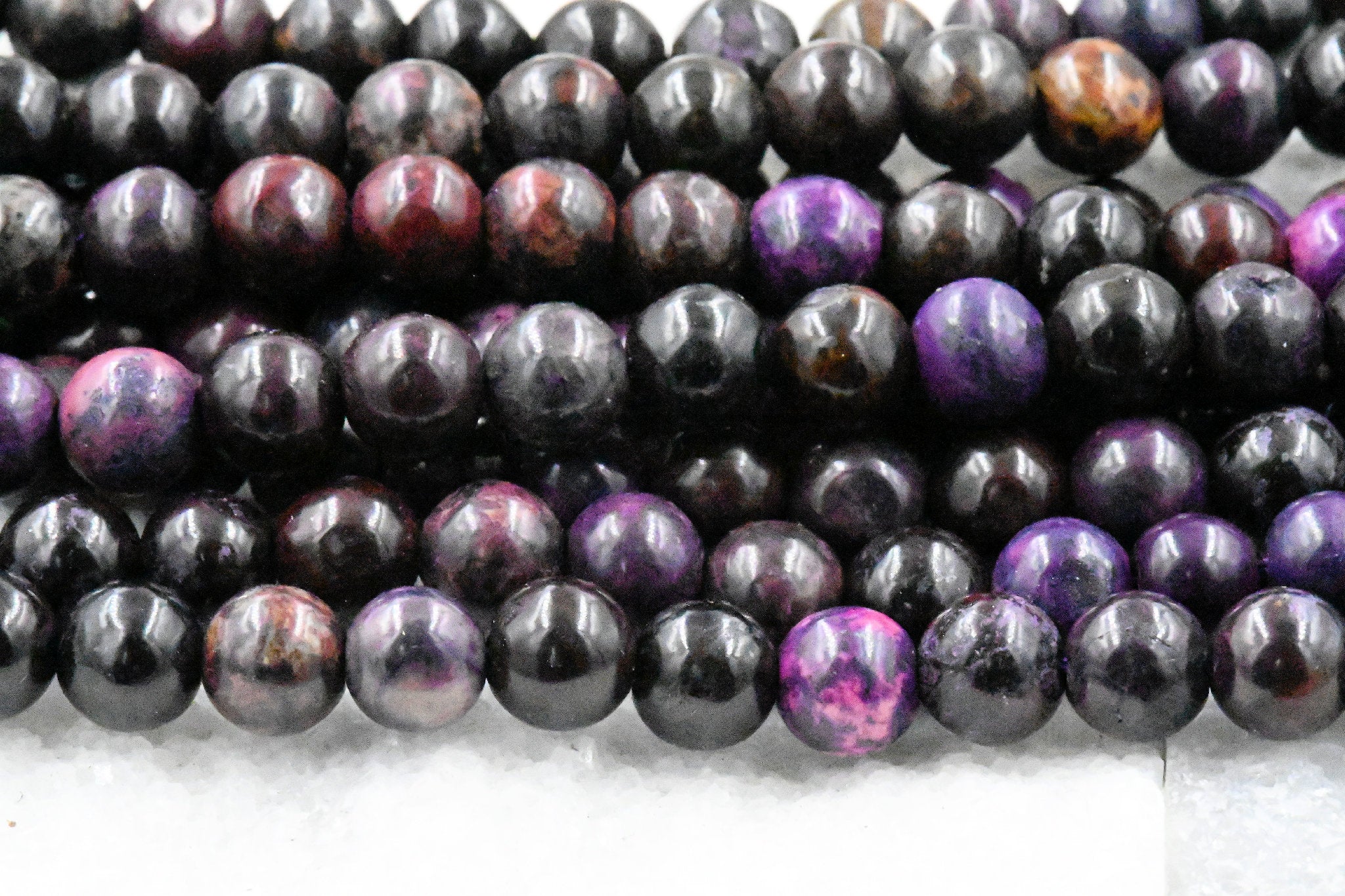 TWO STRANDS Rich Plum Purple Jade 8mm Purple Jade Round Beads -15 inch strand