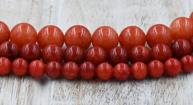 Paprika Red Jade, 6mm, 8mm, 10mm Jade Round Beads in Opaque Finish -15 inch strand Main Image