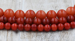 Paprika Red Jade, 6mm, 8mm, 10mm Jade Round Beads in Opaque Finish -15 inch strand