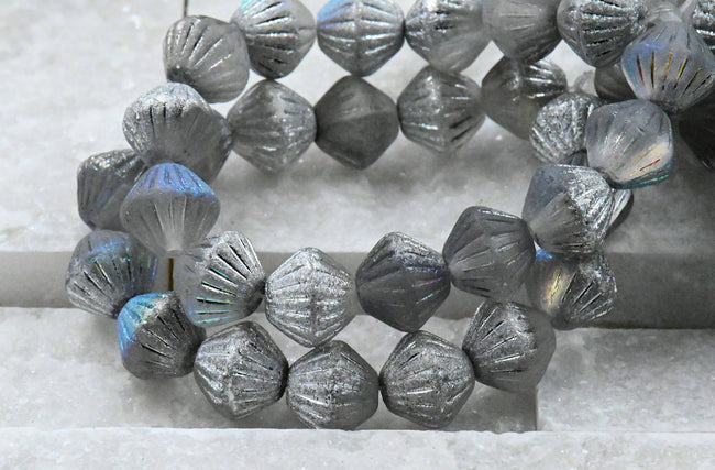 Fluted Bicone White Gray AB Shimmer Main Image