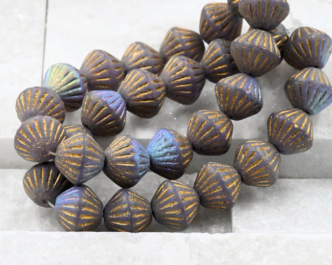 Fluted Bicone Gold Blue Violet AB Shimmer Main Image