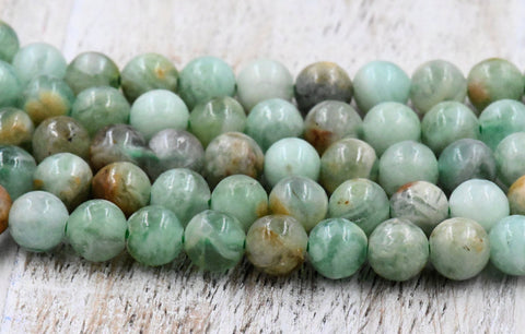 TWO STRANDS Green Kyalite Round Beads