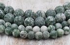 Green Spot Jasper Matte Round Beads