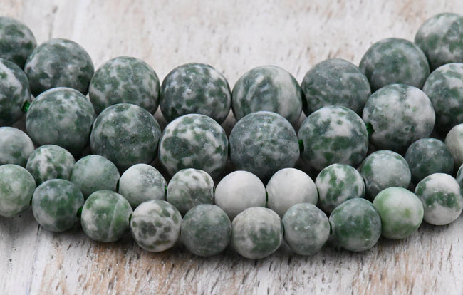 Green Spot Jasper Matte Round Beads Hover Image