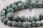 Green Spot Jasper Matte Round Beads
