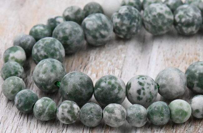 Green Spot Jasper Matte Round Beads Main Image