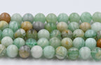 TWO STRANDS Green Kyalite Round Beads