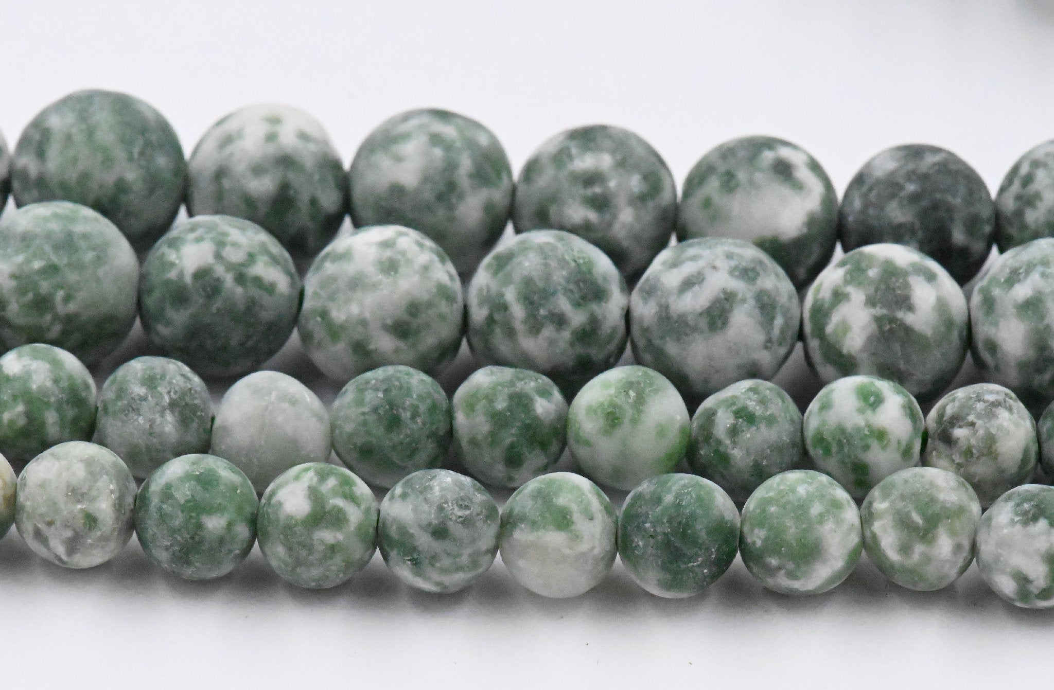 Green Spot Jasper Matte Round Beads