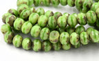 5x7mm Rondelle Picasso Pistachio Green and Pecan Brown