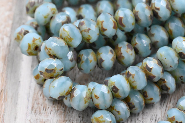 5x7mm Rondelle Picasso Puddle Blue and Pecan Brown Main Image