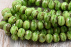 5x7mm Rondelle Picasso Pistachio Green and Pecan Brown
