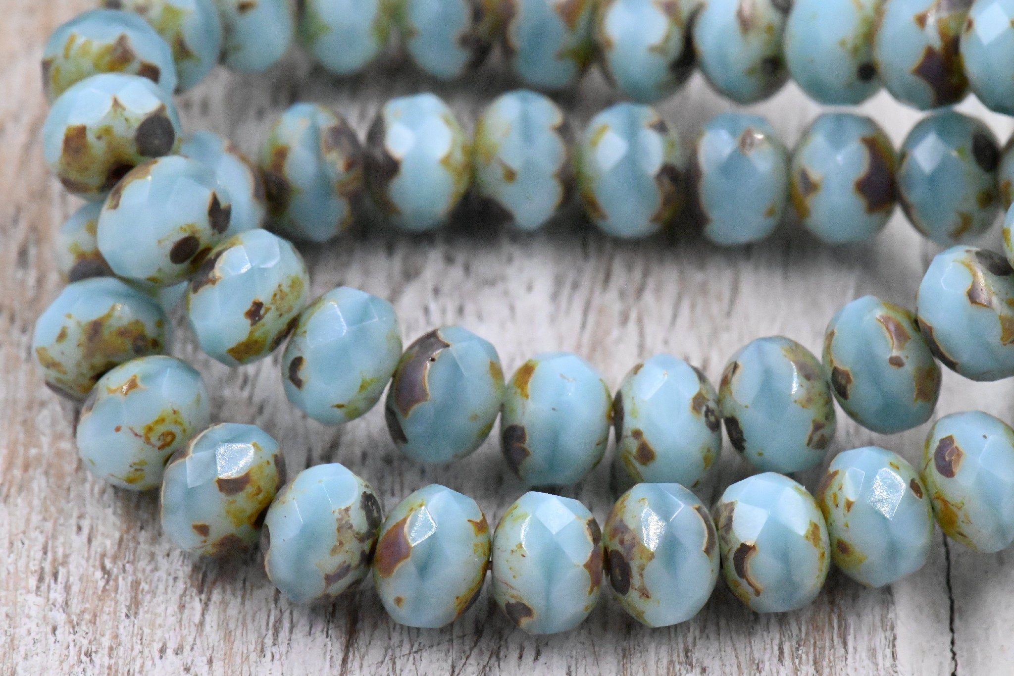 5x7mm Rondelle Picasso Puddle Blue and Pecan Brown