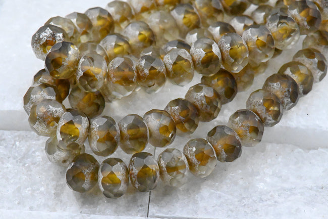 Gray Topaz Rondelle Light Silver Finish 25pc 6x8mm Faceted Hover Image