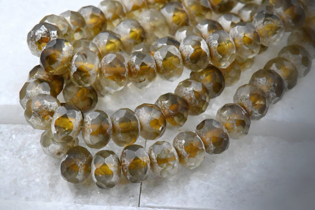 Gray Topaz Rondelle Light Silver Finish 25pc 6x8mm Faceted Main Image