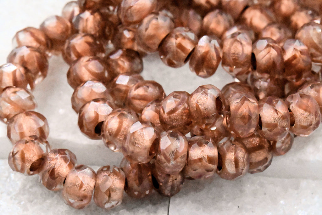 Copper Brown Topaz Rondelle Large 3mm Hole 25pc 6x9mm Faceted