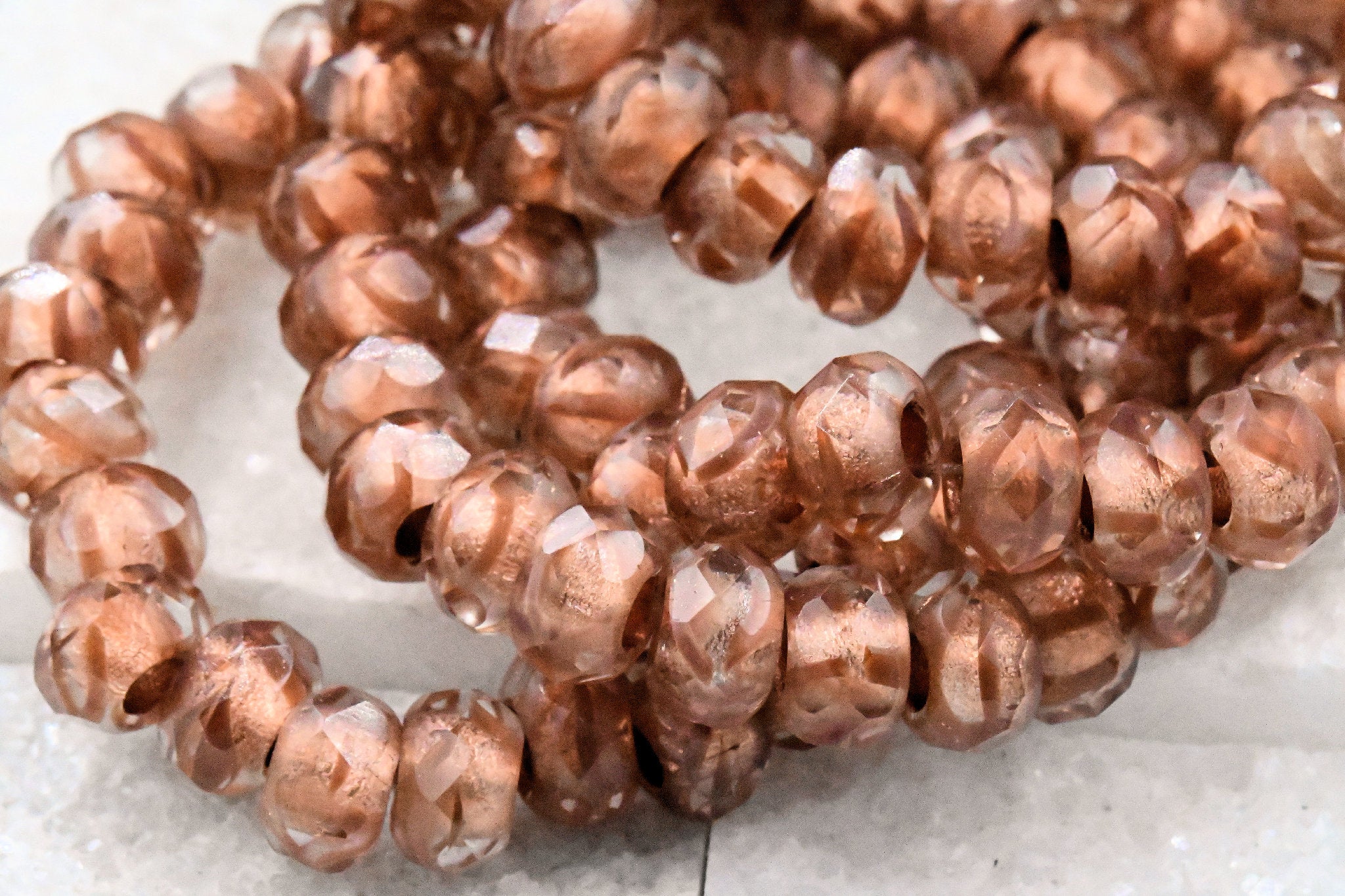 Copper Brown Topaz Rondelle Large 3mm Hole 25pc 6x9mm Faceted