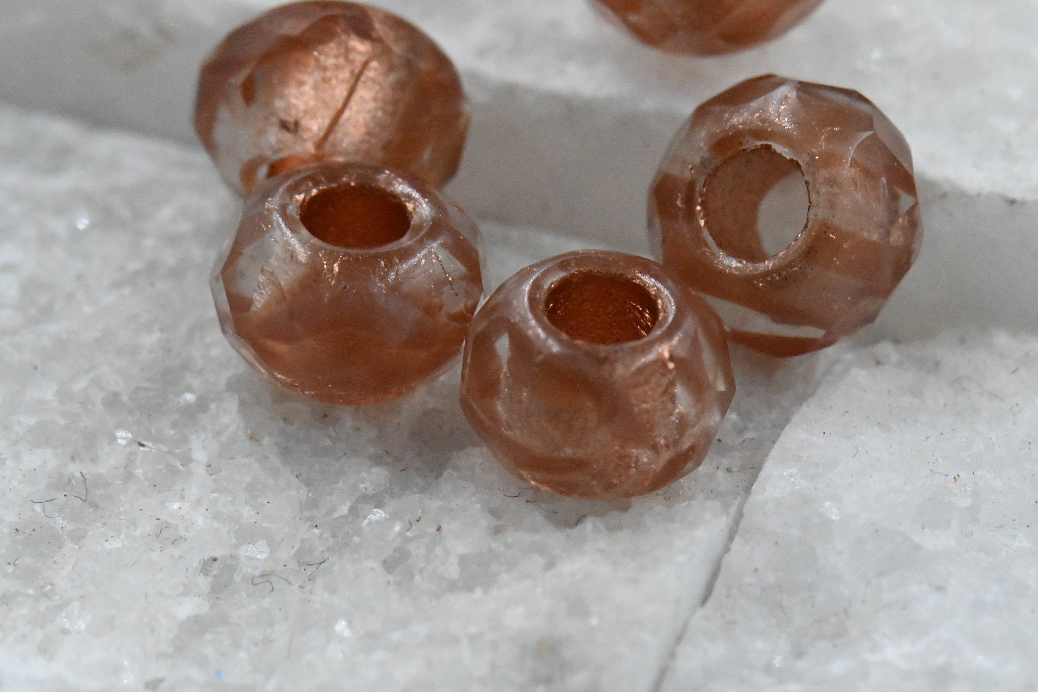 Copper Brown Topaz Rondelle Large 3mm Hole 25pc 6x9mm Faceted