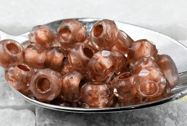 Copper Brown Topaz Rondelle Large 3mm Hole 25pc 6x9mm Faceted Hover Image