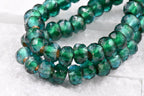 Emerald Green Rondelle Large 3mm Copper Teal FinishnHole 25pc 6x9mm Faceted
