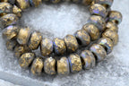 Thistle Purple Gold Wash & Etched, AB Finish Rondelle Large 3mm Hole 25pc 6x9mm Faceted