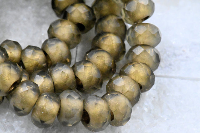 Brass with Gold lining Rondelle Large 3mm Hole 25pc 6x9mm Faceted Hover Image