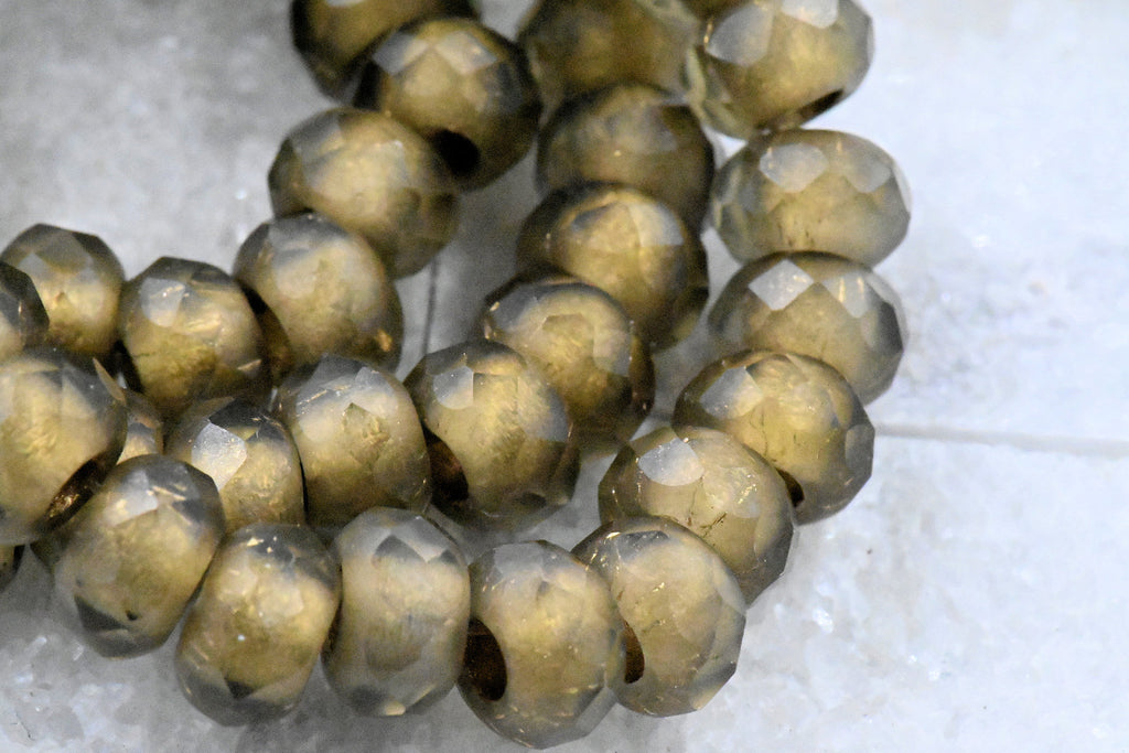 Brass with Gold lining Rondelle Large 3mm Hole 25pc 6x9mm Faceted