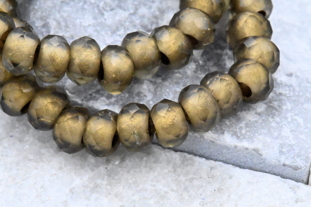 Brass with Gold lining Rondelle Large 3mm Hole 25pc 6x9mm Faceted