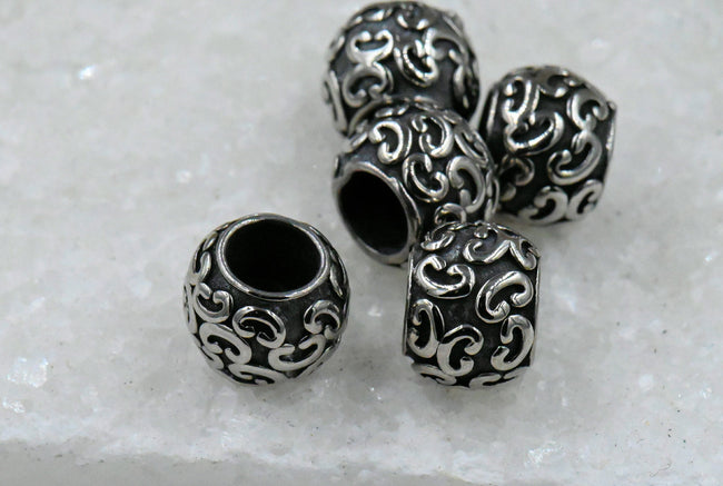 Stainless Steel Large Hole Beads. 2pc Main Image