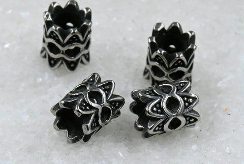 Stainless Steel Large Hole Beads. 2pc
