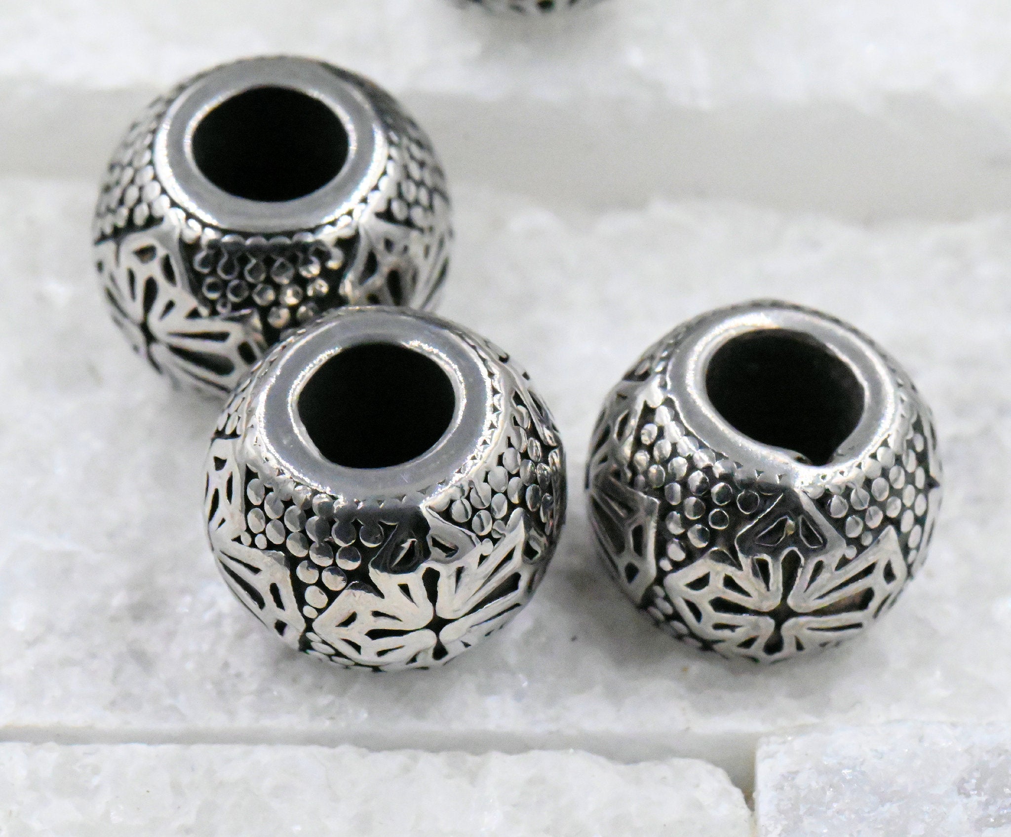 Chunky Stainless Steel Large Hole Beads. 2pc